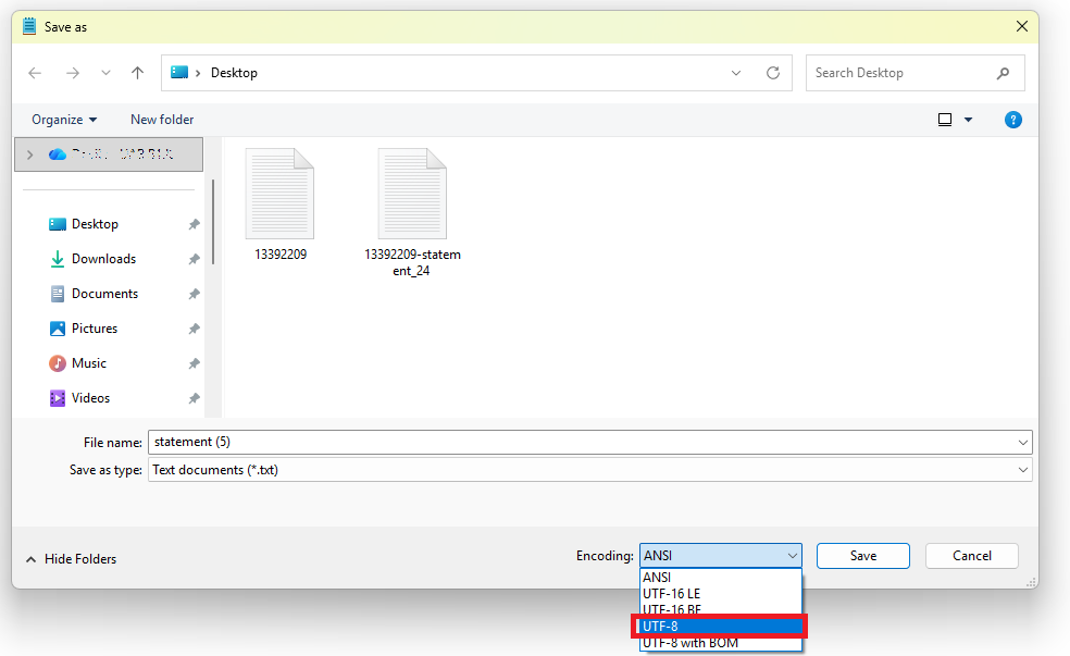 File conversion to UTF-8 using Notepad
