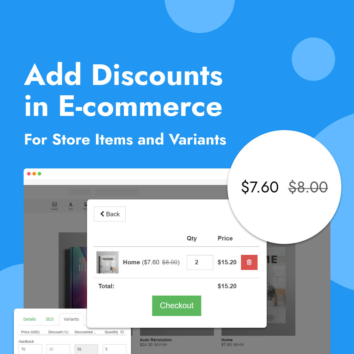 Adding discounts in e-commerce store interface