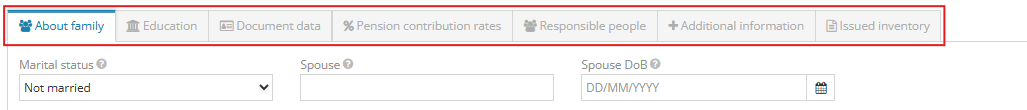 Filling additional employee information