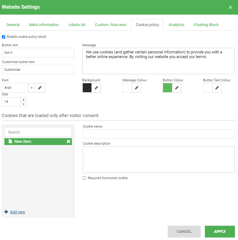 How to manage a cookie policy?