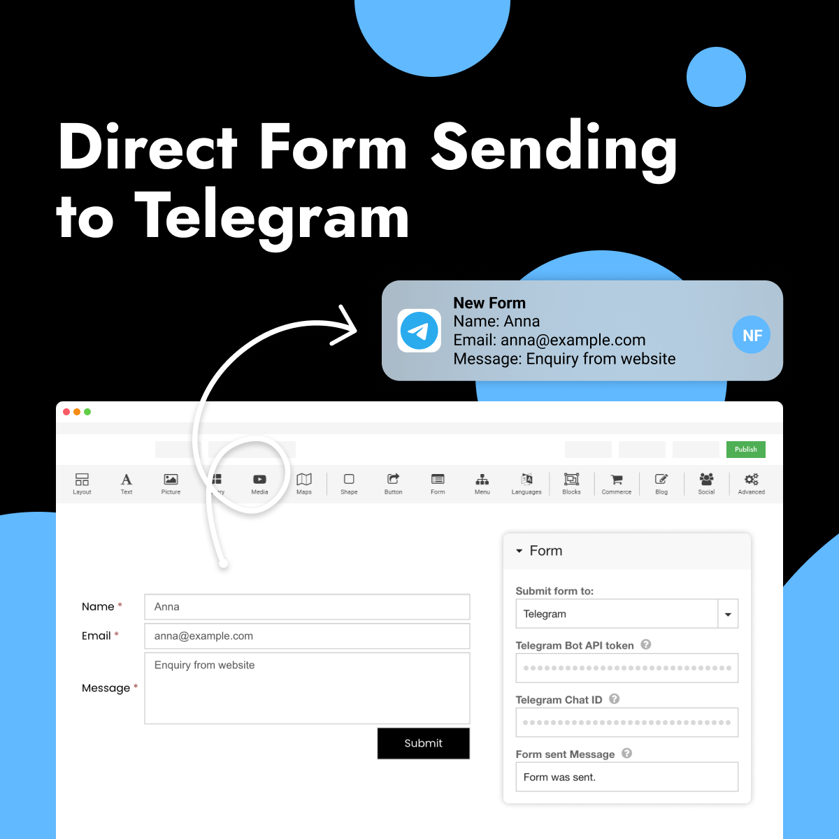 How to submit a form directly to Telegram chat?